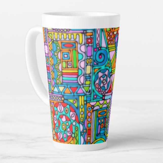 Hand And Digitally Painted Pattern Art 53 Latte Mug (Left Angle)