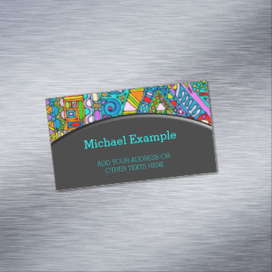 Hand And Digitally Painted Pattern Art 53 Magnetic Business Card
