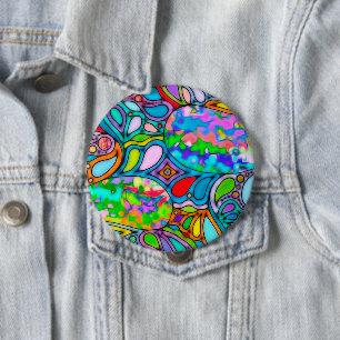 Hand And Digitally Painted Pattern Art 54 4 Inch Round Button