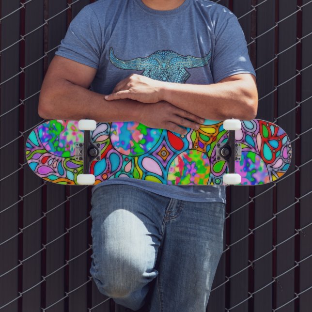 Hand And Digitally Painted Pattern Art 54 Skateboard (Outdoor 3)