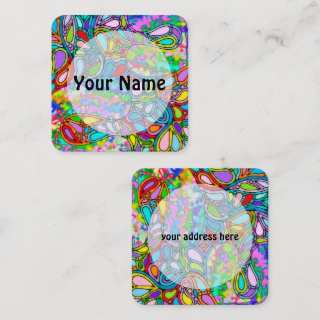 Hand And Digitally Painted Pattern Art 54 Square Business Card (Front/Back)