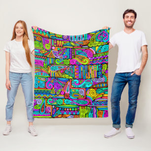 Hand And Digitally Painted Pattern Art 5 Fleece Blanket