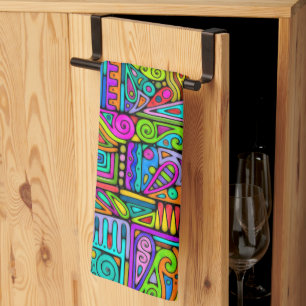 Hand And Digitally Painted Pattern Art 5 Kitchen Towel