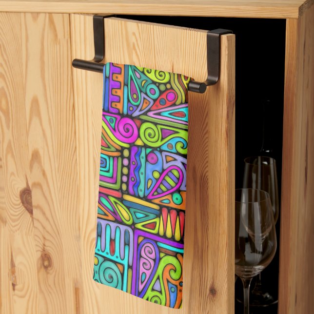 Hand And Digitally Painted Pattern Art 5 Kitchen Towel (Thirds Fold)