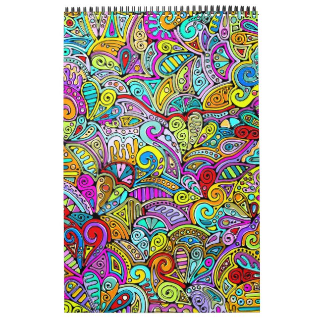 Hand And Digitally Painted Pattern Art 6 Calendar (Cover)