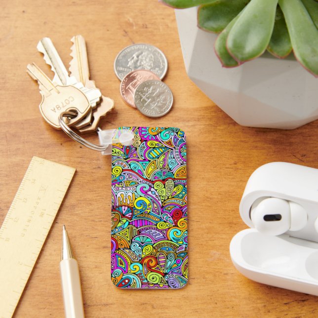 Hand And Digitally Painted Pattern Art 6 Keychain (Desk)