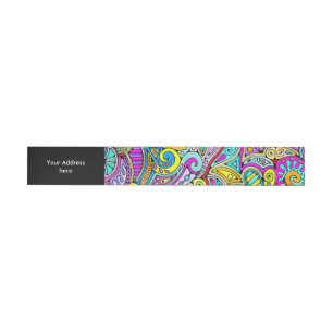 Hand And Digitally Painted Pattern Art 6 Wraparound Address Label