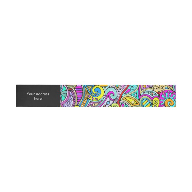 Hand And Digitally Painted Pattern Art 6 Wraparound Address Label (Individual)