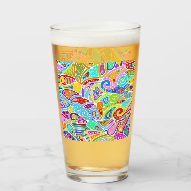 Hand And Digitally Painted Pattern Art 7 Glass (Front Filled)