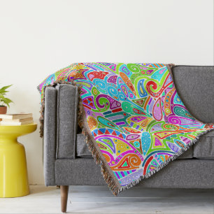 Hand And Digitally Painted Pattern Art 7 Throw Blanket