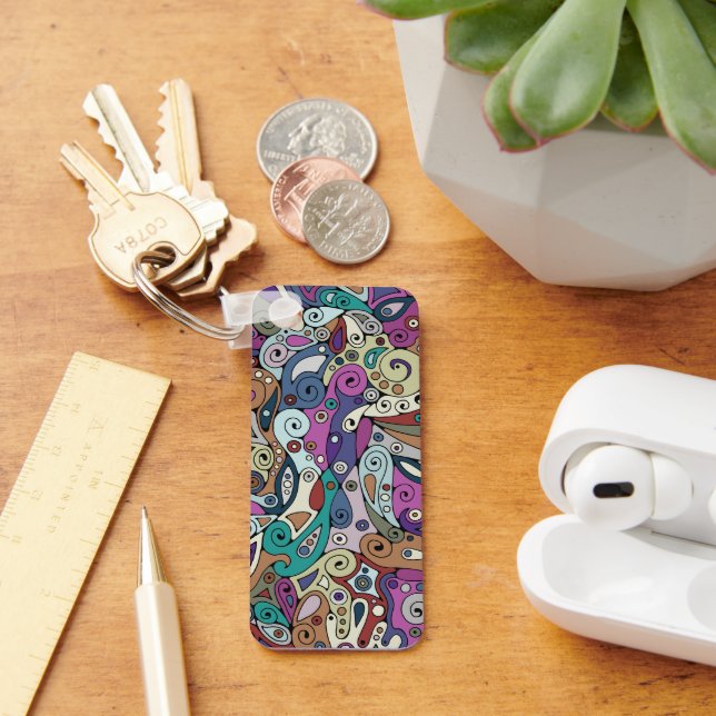 Hand And Digitally Painted Pattern Art 8 Keychain (Desk)