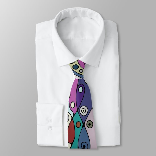 Hand And Digitally Painted Pattern Art 8 Tie (Tied)