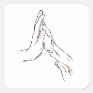 Hand and Dog Paw Square Sticker