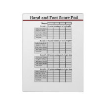 Hand and Foot Card Game Score Pad