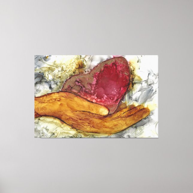 Hand and Heart 60x40" framed Canvas Print (Front)
