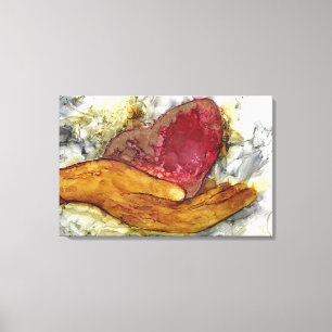 Hand and Heart with Love framed wrapped Canvas Print