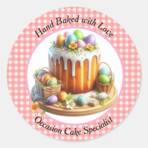 Hand Baked with Love Occasion Easter Cake Classic Round Sticker