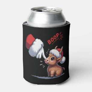 Hand Boop Christmas Highland Cow Santa Farmer Can Cooler
