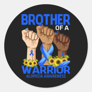 Hand Brother Alopecia Awareness Sunflower  Classic Round Sticker