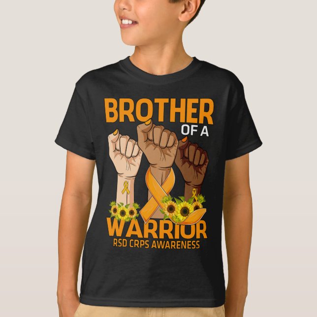 Hand Brother Of A Warrior RSD CRPS Awareness Sunfl T-Shirt (Front)
