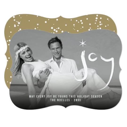Hand Brushed Joy Star Christmas Holiday Photo Card