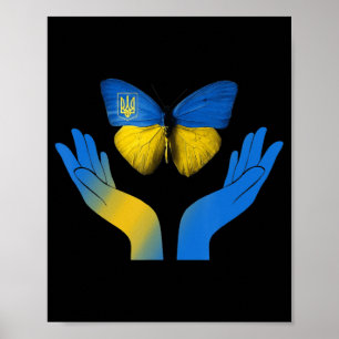 Hand Butterfly Ukraine Ukrainian Flag Stand With U Poster