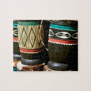 Hand carved drums, Livingston, Zambia Jigsaw Puzzle