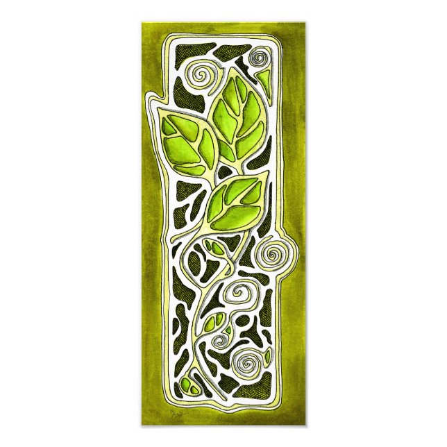 Hand Carved Leaves in Green Photo Print (Front)