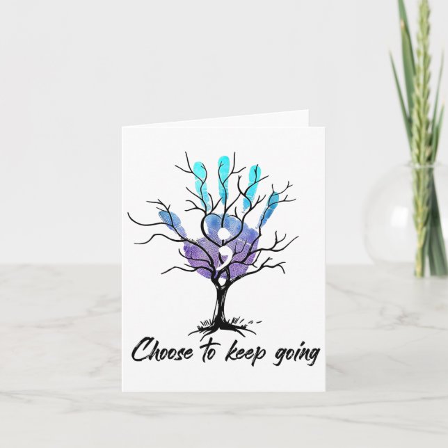 Hand Choose To Keep Going Suicide Prevention Aware Card (Front)