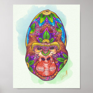 Hand-Coloured Gorilla Poster