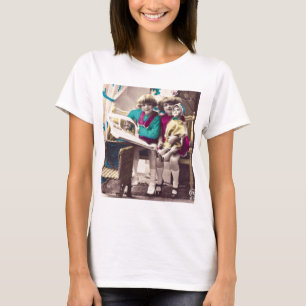 Hand Coloured Little Girls Reading Vintage T-Shirt