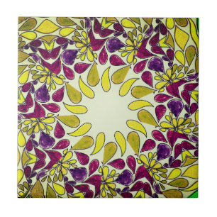 Hand-Coloured Tear-Drop Ceramic Tile