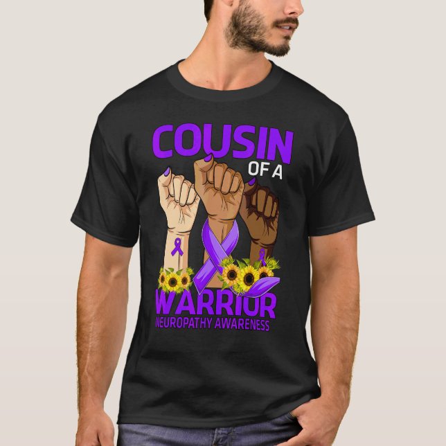 Hand Cousin Of A Warrior Neuropathy Awareness Sunf T-Shirt (Front)