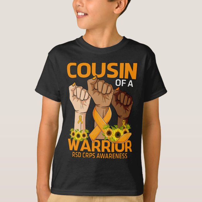 Hand Cousin Of A Warrior RSD CRPS Awareness Sunflo T-Shirt (Front)