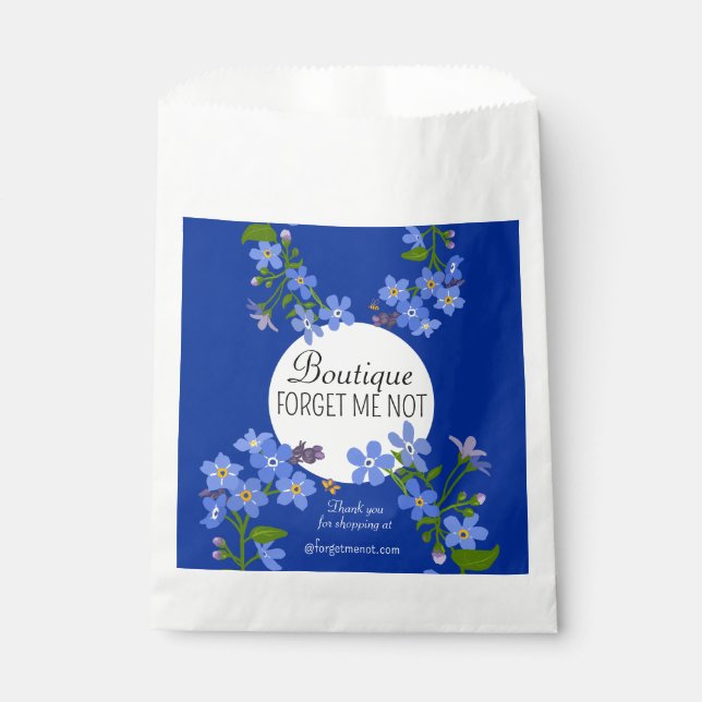 Hand crafted business paper shopping bags blue  (Front)