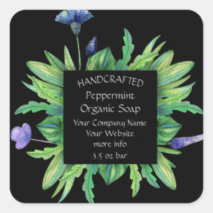 Hand Crafted Flower Square Sticker