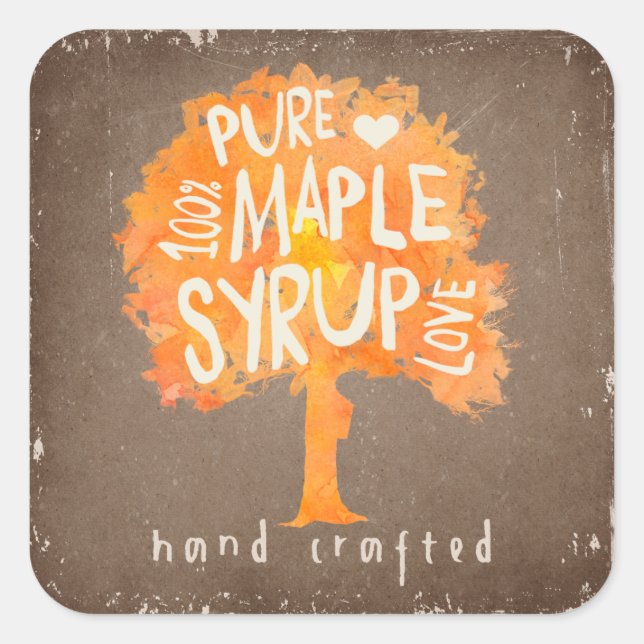Hand Crafted Maple Syrup Product Label Sticker (Front)