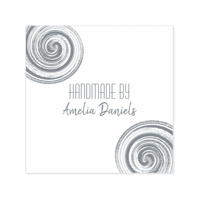 Hand Crafted Swirl Self Inking Rubber Stamp (Design)