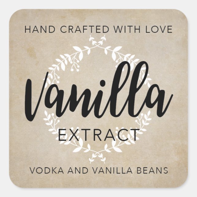 Hand crafted Vanilla Extract label VE001_06sq (Front)