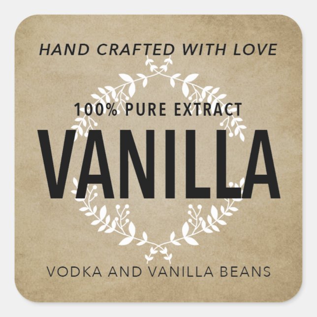 Hand crafted Vanilla Extract label VE006_06sq (Front)