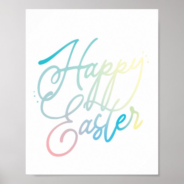Hand-created Happy Easter gradient script Poster (Front)