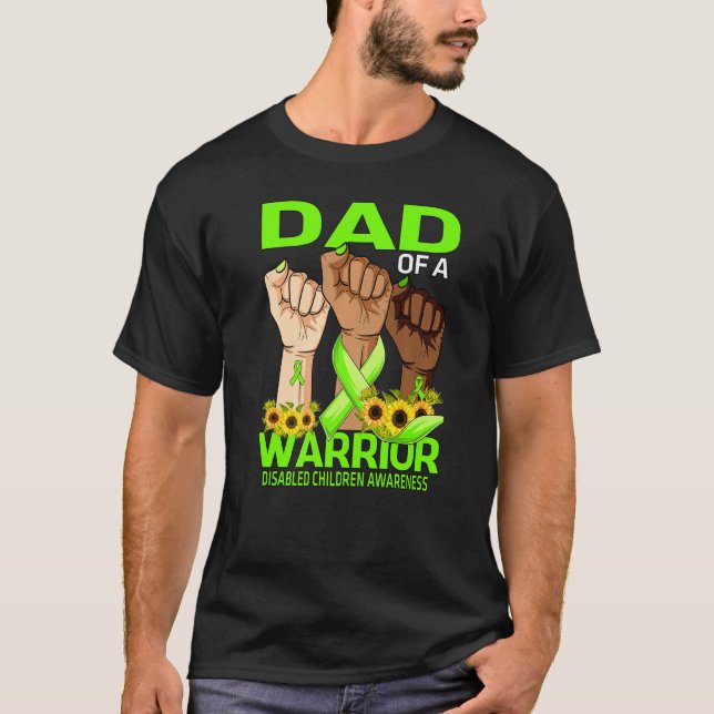 Hand Dad Of A Warrior Disabled Children Awareness T-Shirt (Front)
