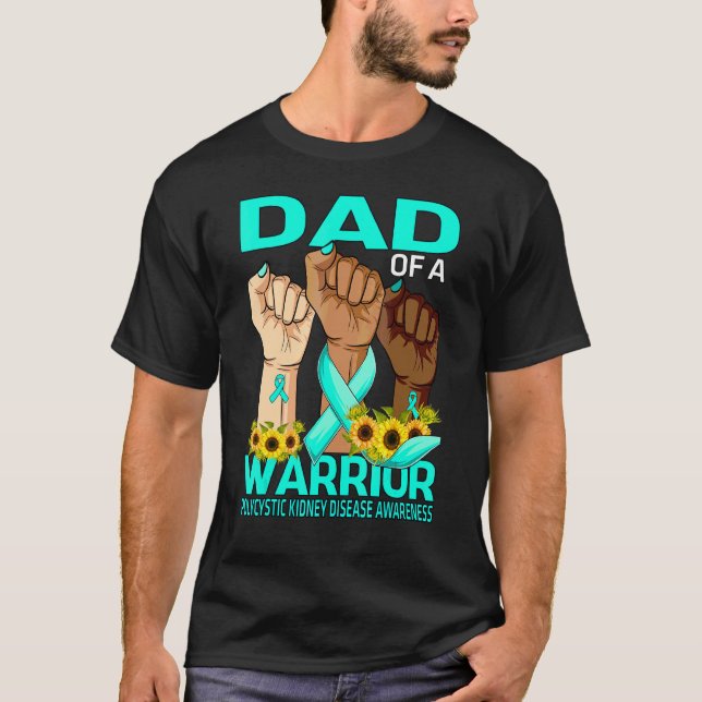 Hand Dad Of A Warrior Polycystic Kidney Disease T-Shirt (Front)
