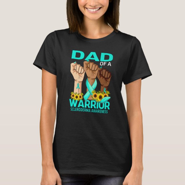 Hand Dad Of A Warrior Scleroderma Awareness Sunflo T-Shirt (Front)