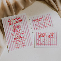 Hand Dawn Pink Pizza Special Delivery Baby Shower