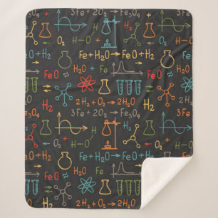 Hand draw chemistry on black background. Vintage s Sherpa Blanket