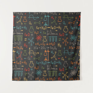 Hand draw chemistry on black background. Vintage s Tapestry