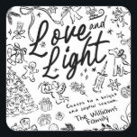 Hand Draw Christmas  Square Sticker<br><div class="desc">Love and Light - Hand drawn holiday sticker Bring a touch of charm and warmth to the holiday season with this whimsical Christmas collection! Each design is filled with a cozy holiday spirit, making it a heartfelt choice for family, friends, or anyone who loves a fun, creative touch. Send a...</div>