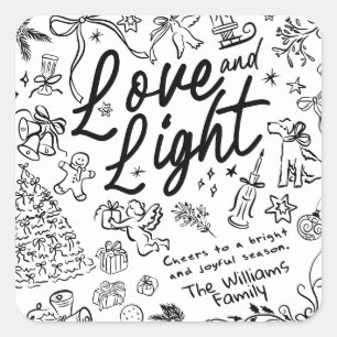 Hand Draw Christmas Square Sticker