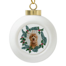 Hand-draw Christmas wreath, customizable photo